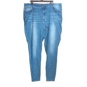 Fashion Nova Skinny Jeans Womens 3X Light Wash High Rise Retro 90s Y2K Stretch